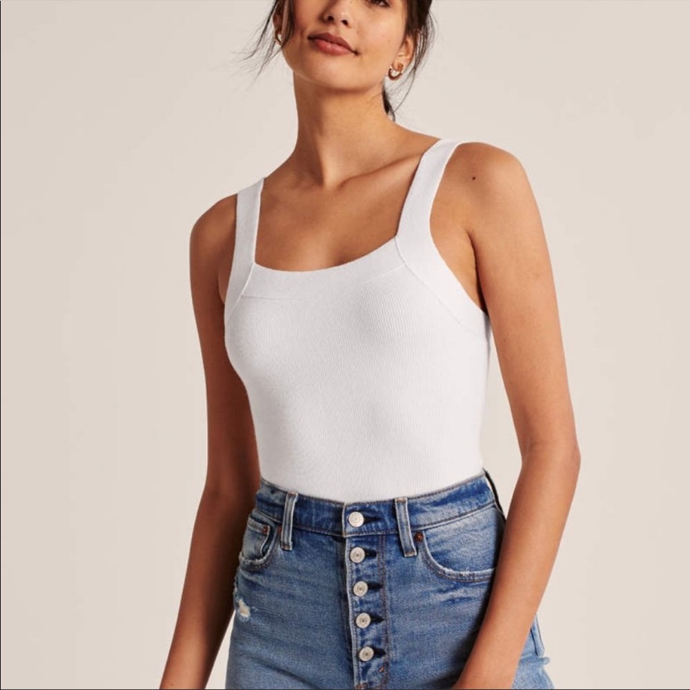 Abercrombie & Fitch Square Neck Knit Bodysuit Tank